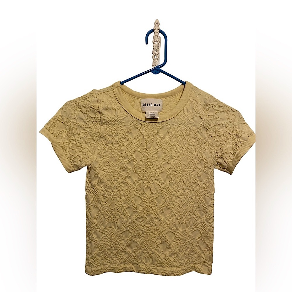 Olive & Oak Yellow Textured Short Sleeve Crop